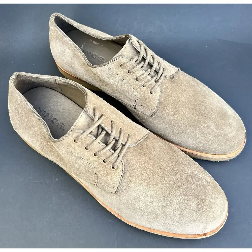 VINCE Westwood Plain Toe Tan Suede Derby Shoes Men’s Size 11 US